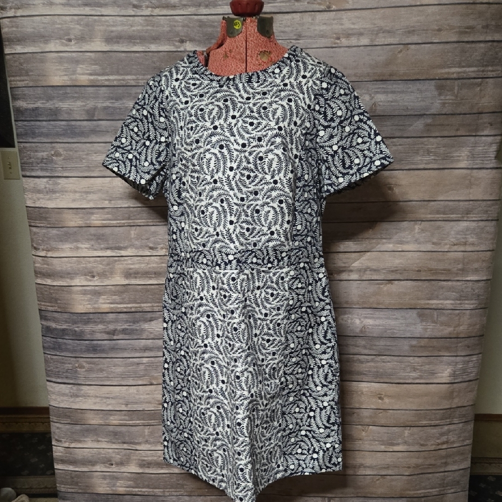 Boden Navy and White Patterned Mini Dress